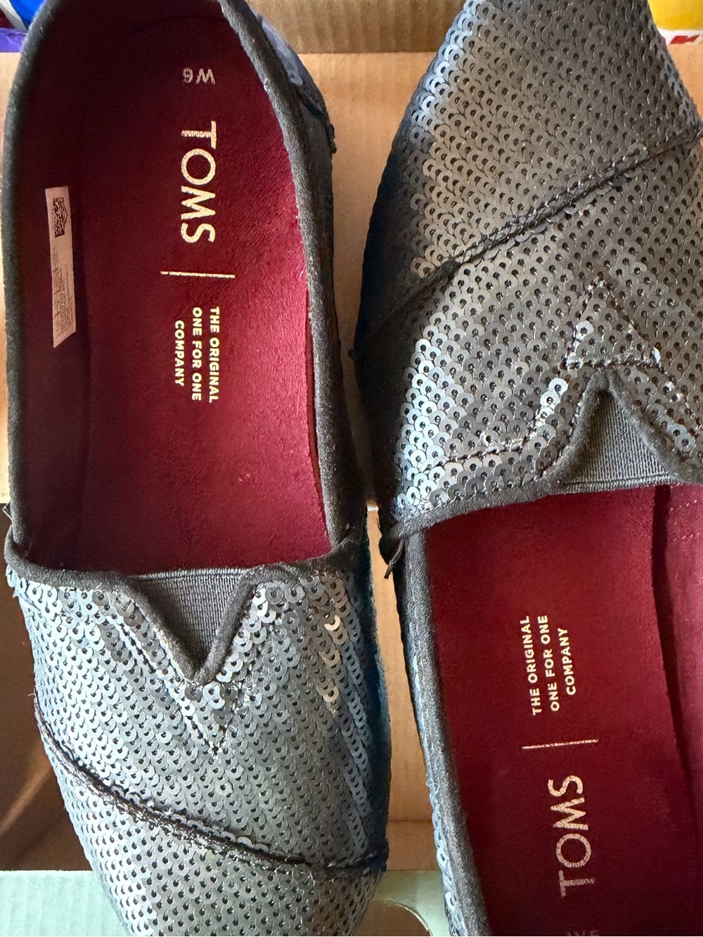 Toms Women's Black Sequin Slip-On Flats